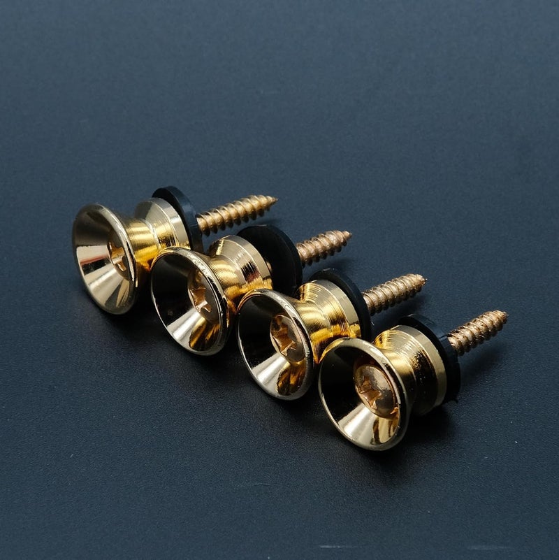harpfeas 4PCS Metal Strap Buttons End Pins with Mounting Screws for Electric Acoustic Guitar, Bass, Ukulele (Gold) - Image 5